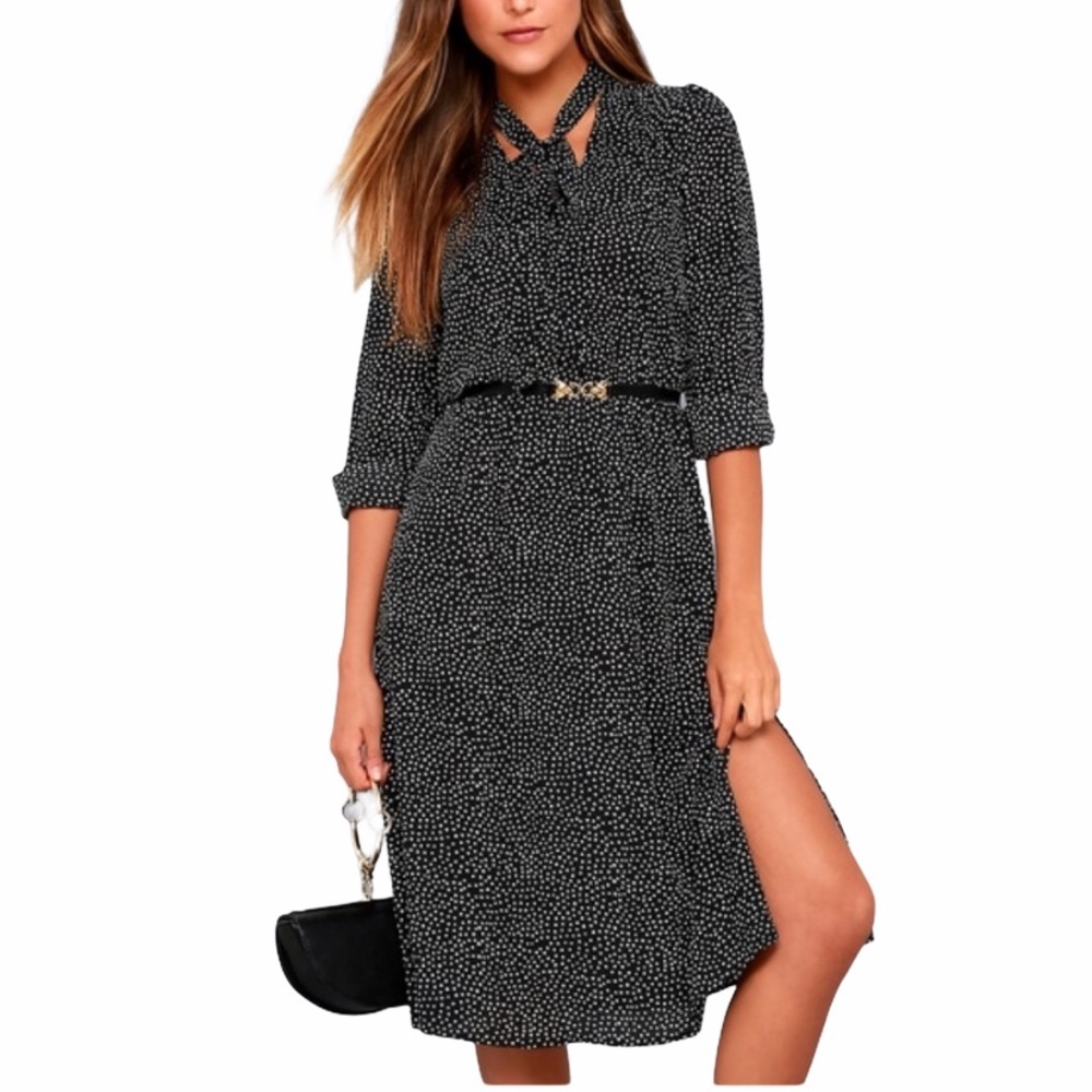 Lulu's Black Polka Dot Midi Dress